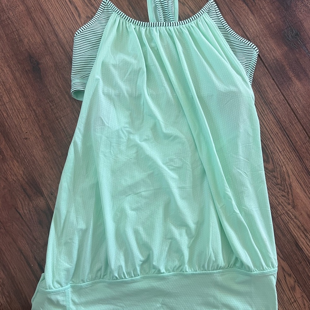 lululemon athletica Mint Green Striped Tank Top